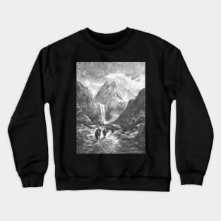 Trekking to Majestic Mountains and Waterfall Crewneck Sweatshirt